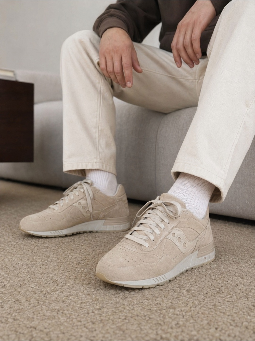 Saucony Men's Beige Suede Casual Sneakers